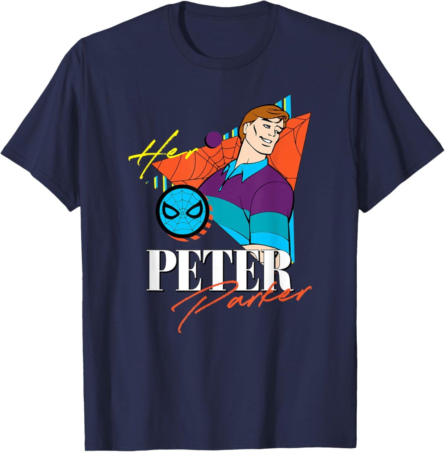 Marvel Spider-Man Retro Couples Matching Her Peter Parker T-Shirt - T-Shirt | Navy