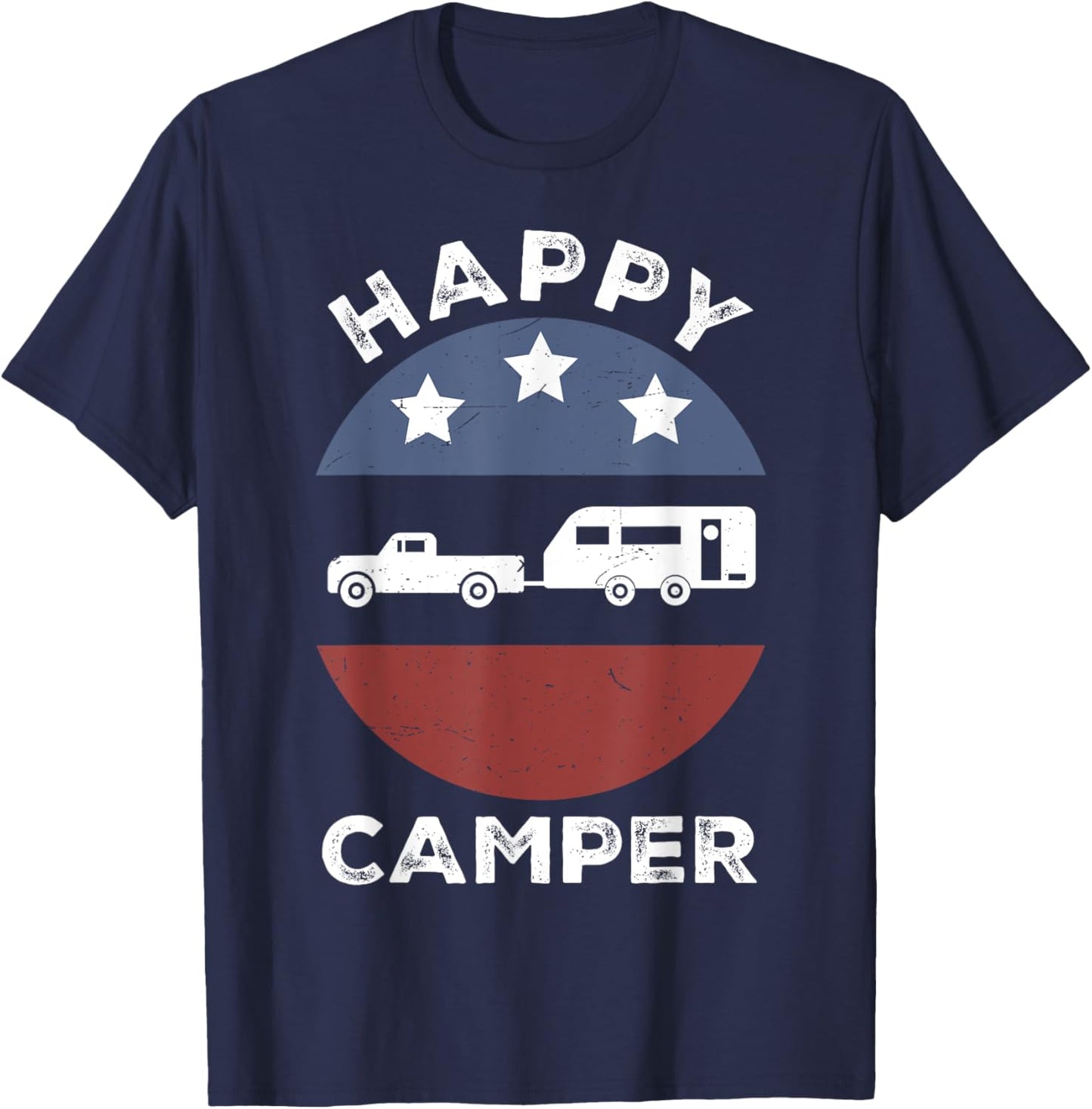 Happy Camper T Shirt Men Women Toddler Boy Dad Funny Camping T-Shirt - T-Shirt | Navy