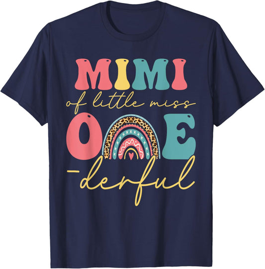 Boho Mimi of Miss One-derful 1st Birthday Girl Cute Rainbow T-Shirt - T-Shirt | Navy