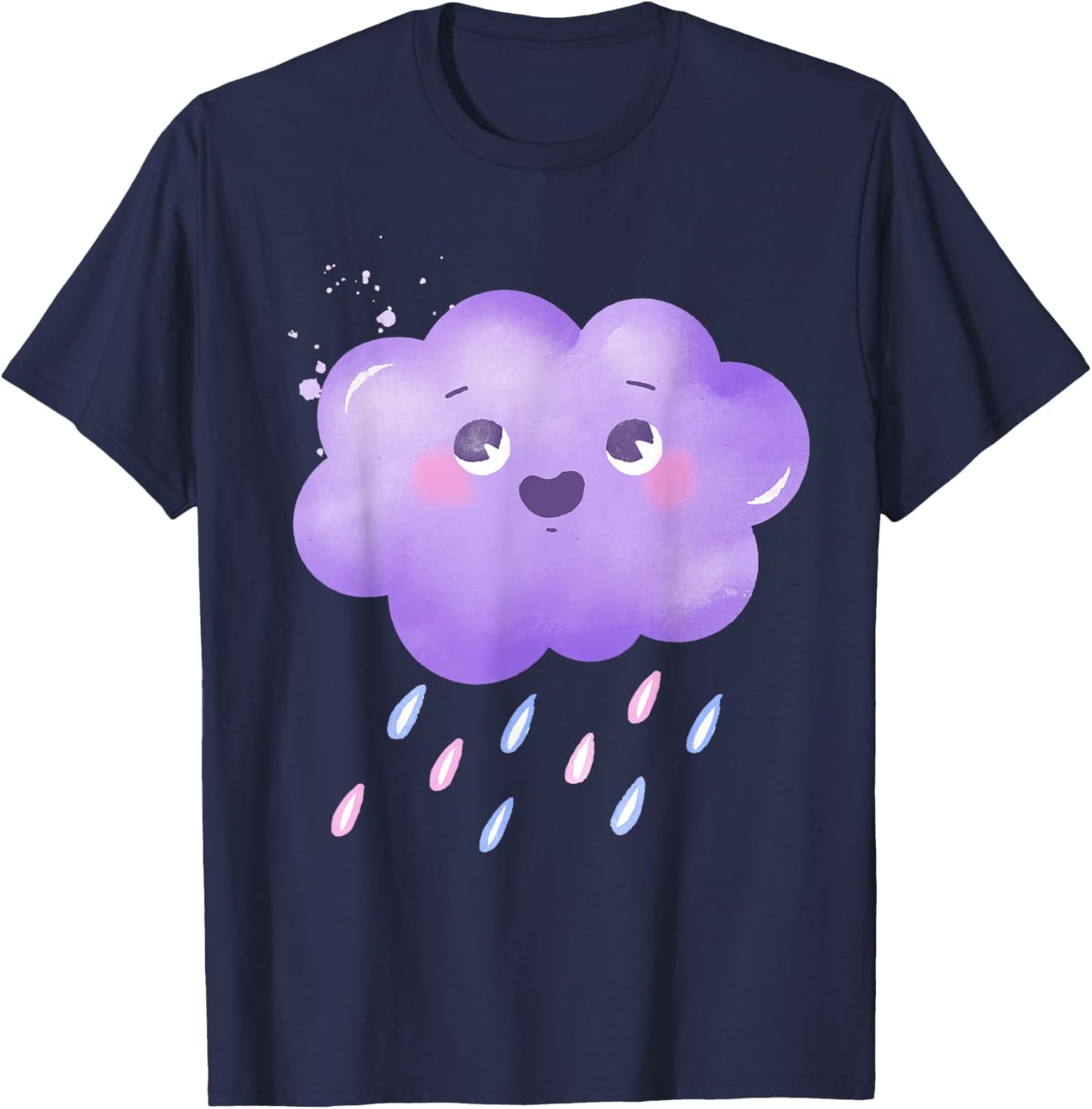 Funny Purple Clouds Rain Drop Boy Girl Kids T-Shirt - T-Shirt | Navy