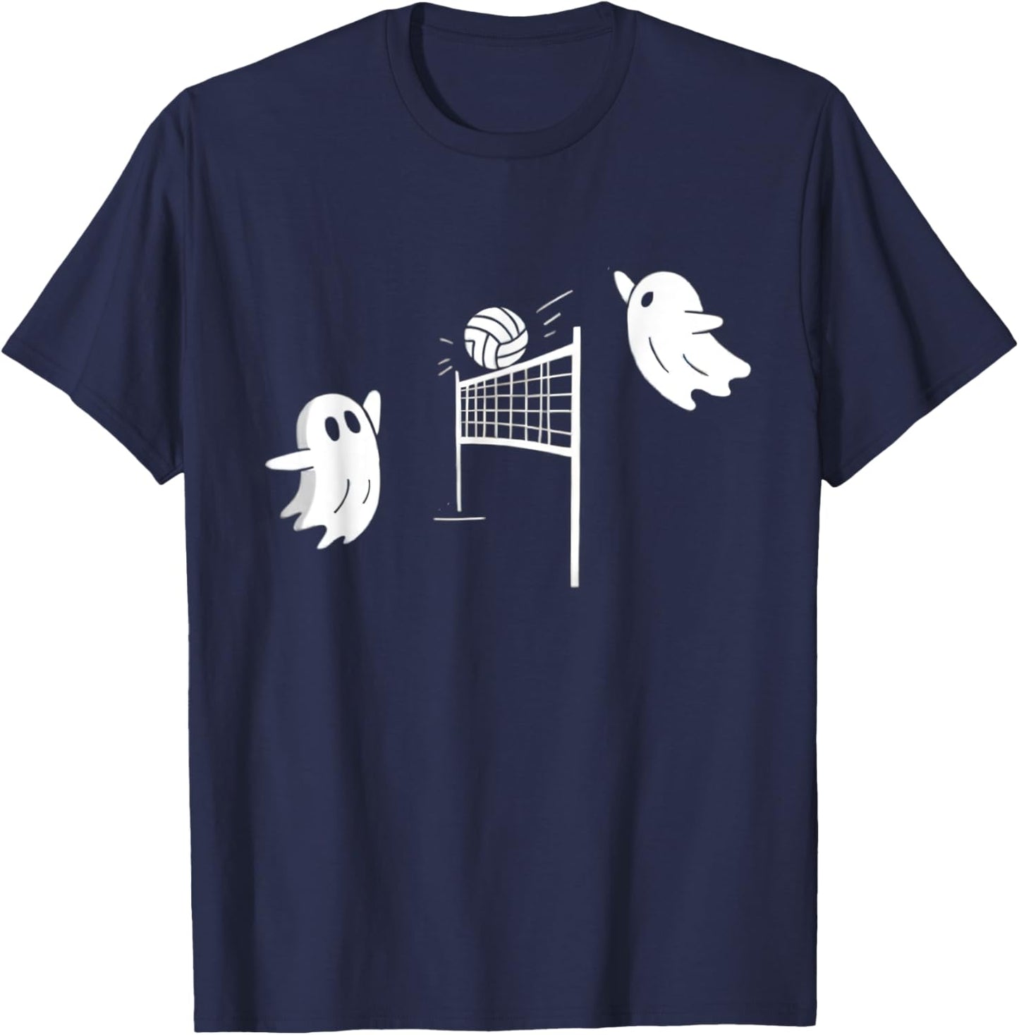 Funny Volleyball Halloween Ghost-Volleyball Sports Lovers T-Shirt - T-Shirt | Navy