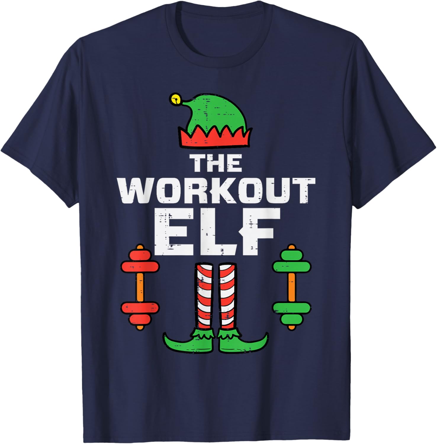 Christmas Workout Elf Xmas Family Group Match Gym Men Women T-Shirt - T-Shirt | Navy