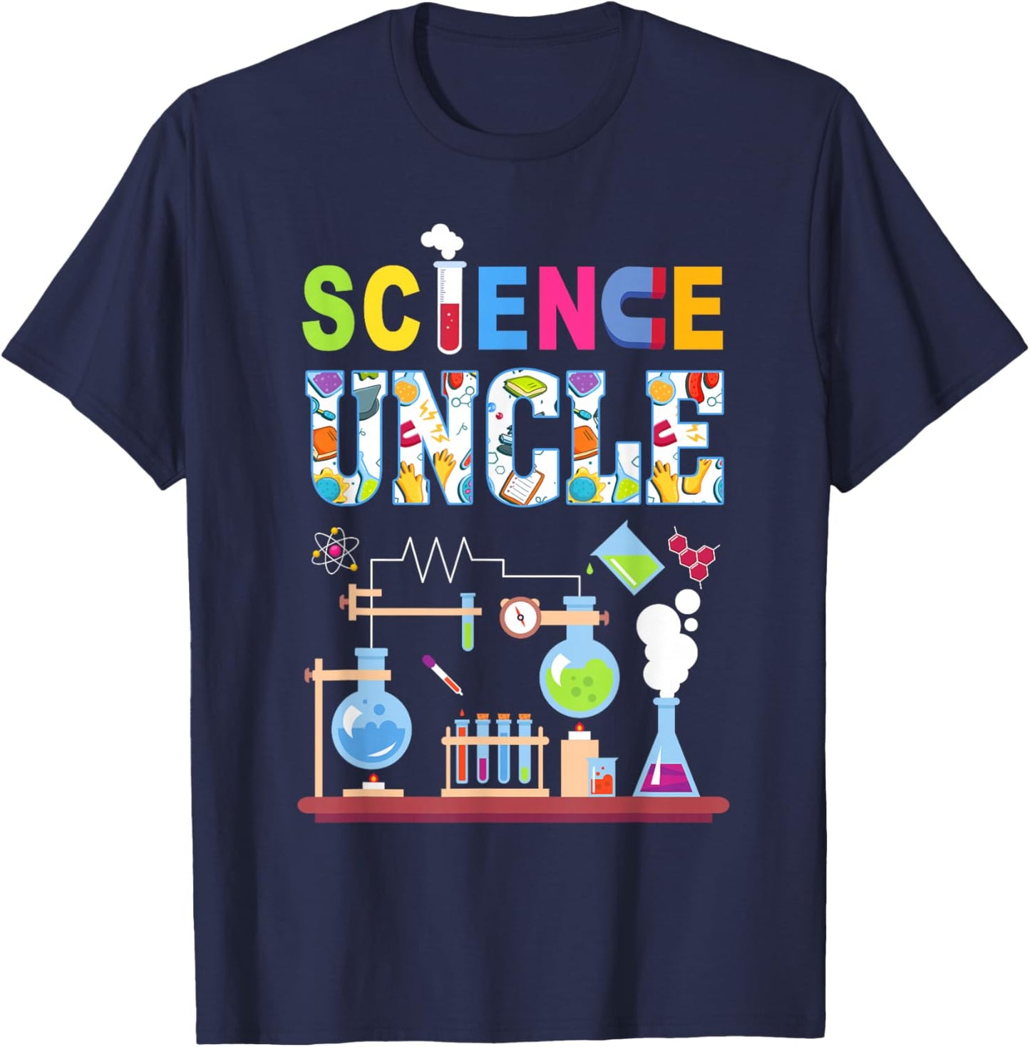 Science Uncle Family Science Birthday Party Matching T-Shirt - T-Shirt | Navy