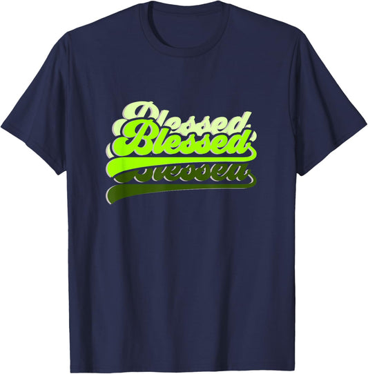 Green Graphic So So Blessed Green Graphic T-Shirt - T-Shirt | Navy