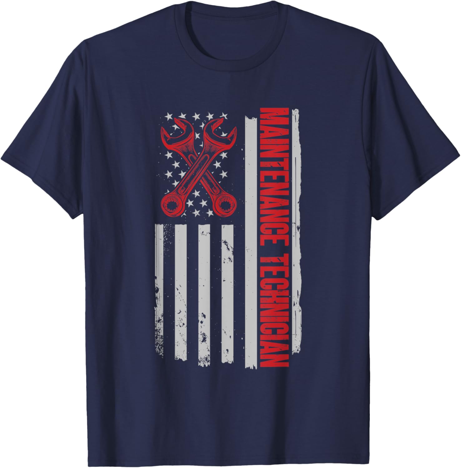 Maintenance Worker American Flag Maintenance Technician T-Shirt - T-Shirt | Navy