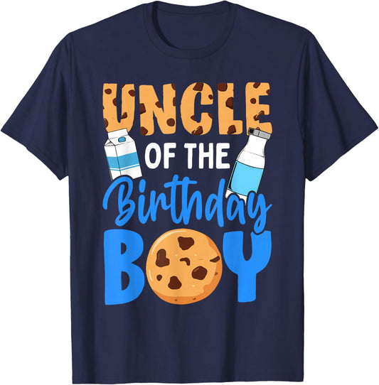 Uncle of the birthday boy Milk and Cookies 1st birthday T-Shirt - T-Shirt | Navy