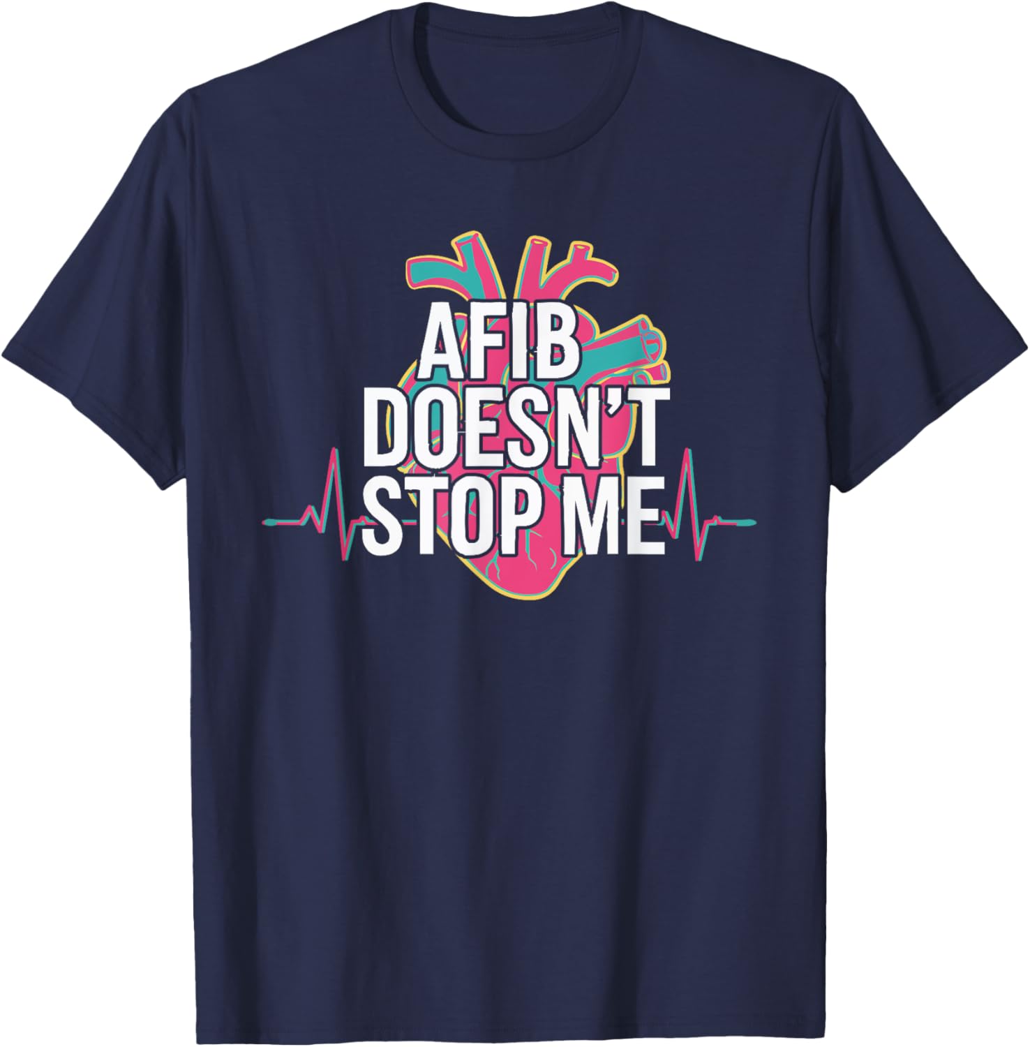 Atrial Fibrillation Medical Heart Disease Arrhythmia T-Shirt - T-Shirt | Navy