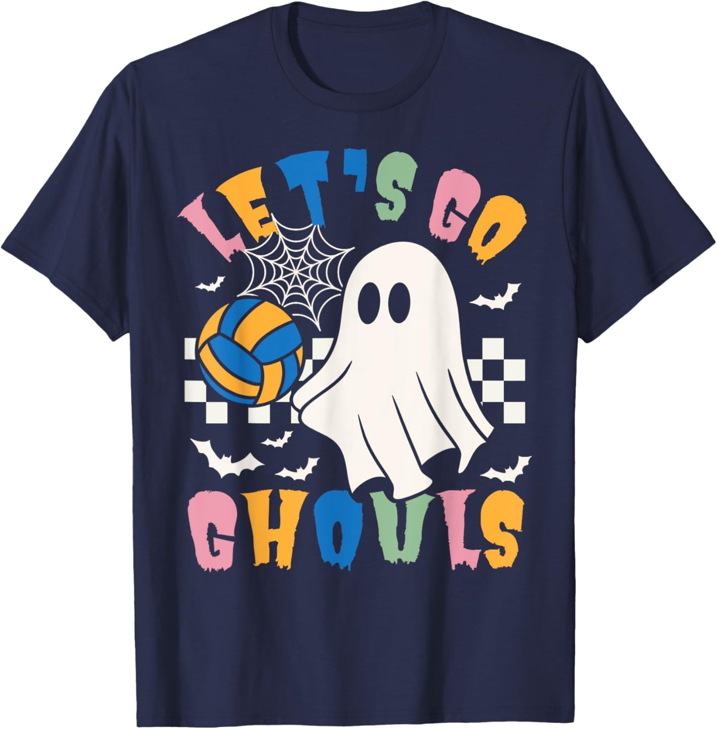 Funny Ghost Volleyball Halloween Costume Men Women & Kids T-Shirt - T-Shirt | Navy