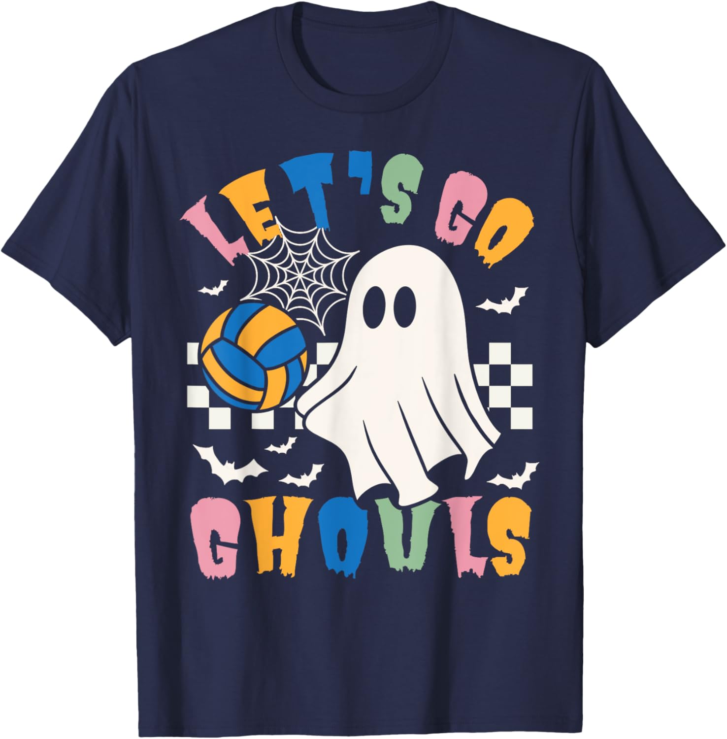 Funny Ghost Volleyball Halloween Costume Men Women & Kids T-Shirt - T-Shirt | Navy