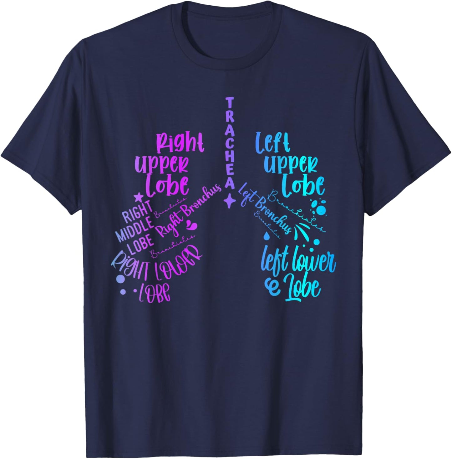 Lung Anatomy Tie Dye Pulmonologist Respiratory Therapist T-Shirt - T-Shirt | Navy