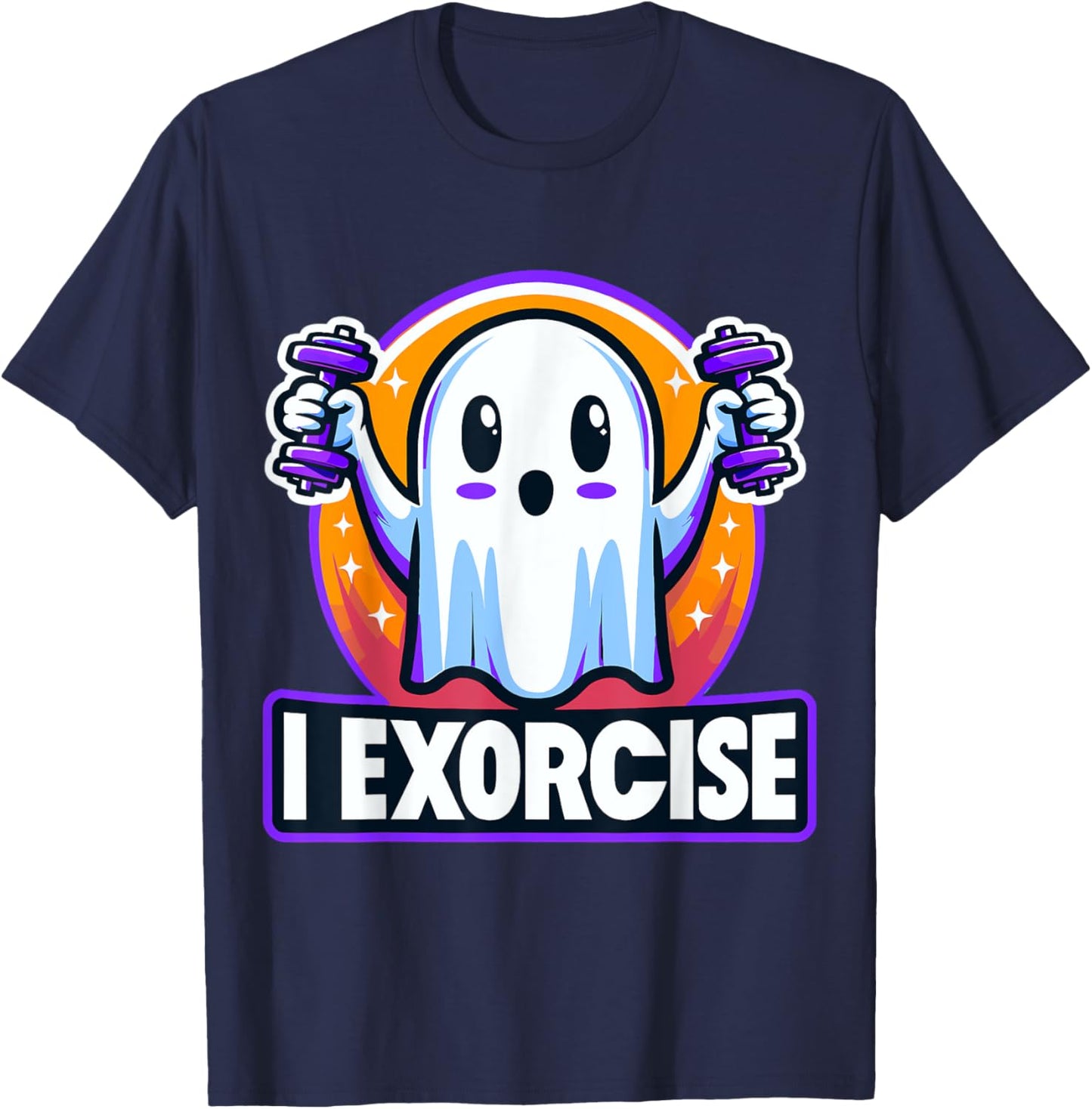 Halloween Gym Fitness Ghost I Exorcise T-Shirt - T-Shirt | Navy