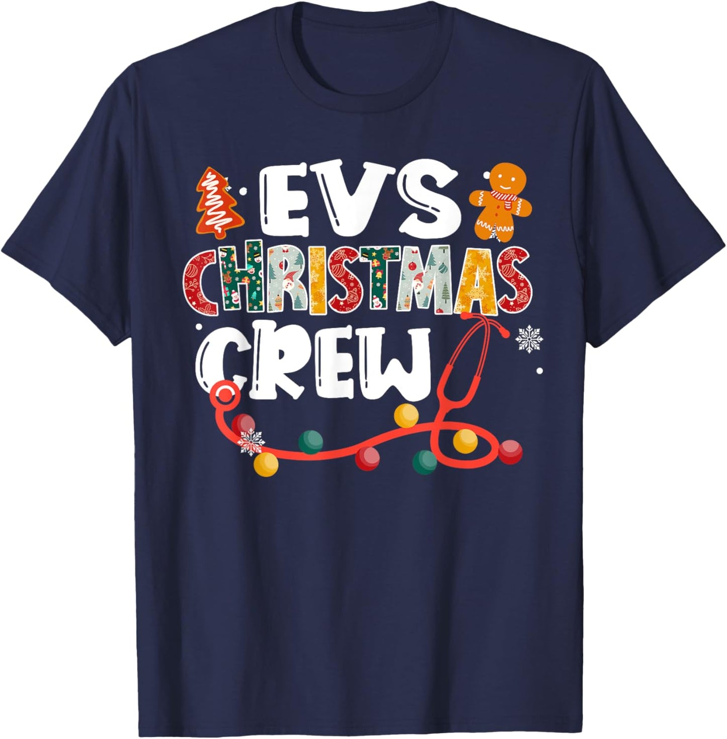 EVS Christmas Crew Emergency Room Nurse ER Techs CNA RN Gift T-Shirt - T-Shirt | Navy