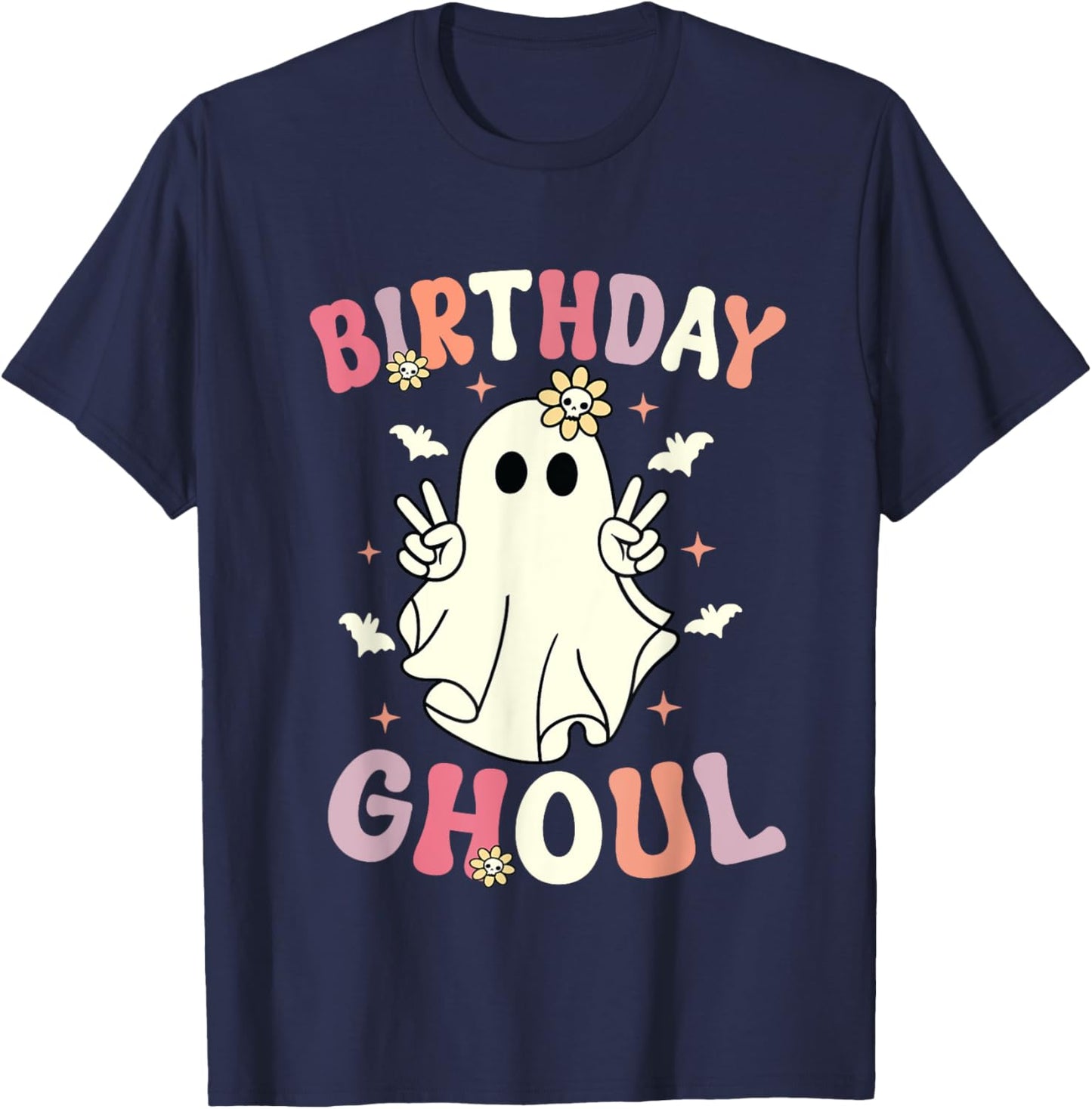 Halloween Birthday Ghoul Cute Ghost Halloween Spooky T-Shirt - T-Shirt | Navy