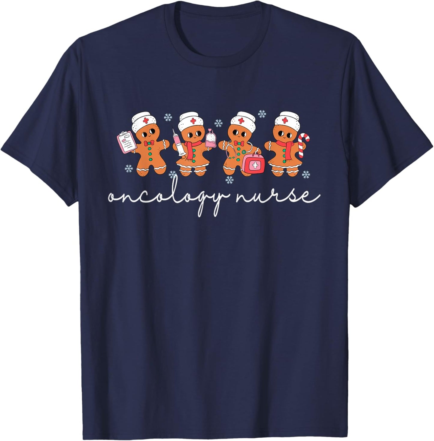 Oncology Nurse Christmas Cancer Nurse Cute ONC Xmas RN T-Shirt - T-Shirt | Navy