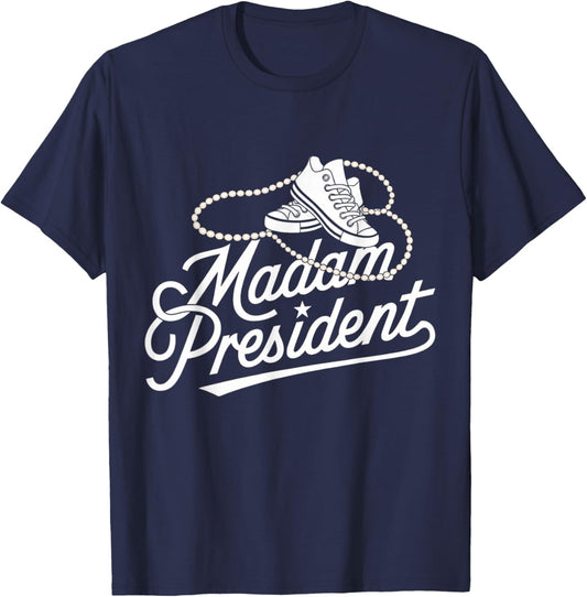 Kamala Harris 2025: Madam President T-Shirt - T-Shirt | Navy