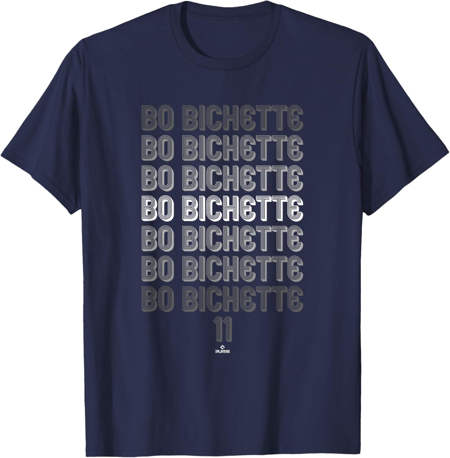 Retro Repeating Text Bo Bichette Toronto Baseball MLBPA T-Shirt - T-Shirt | Navy