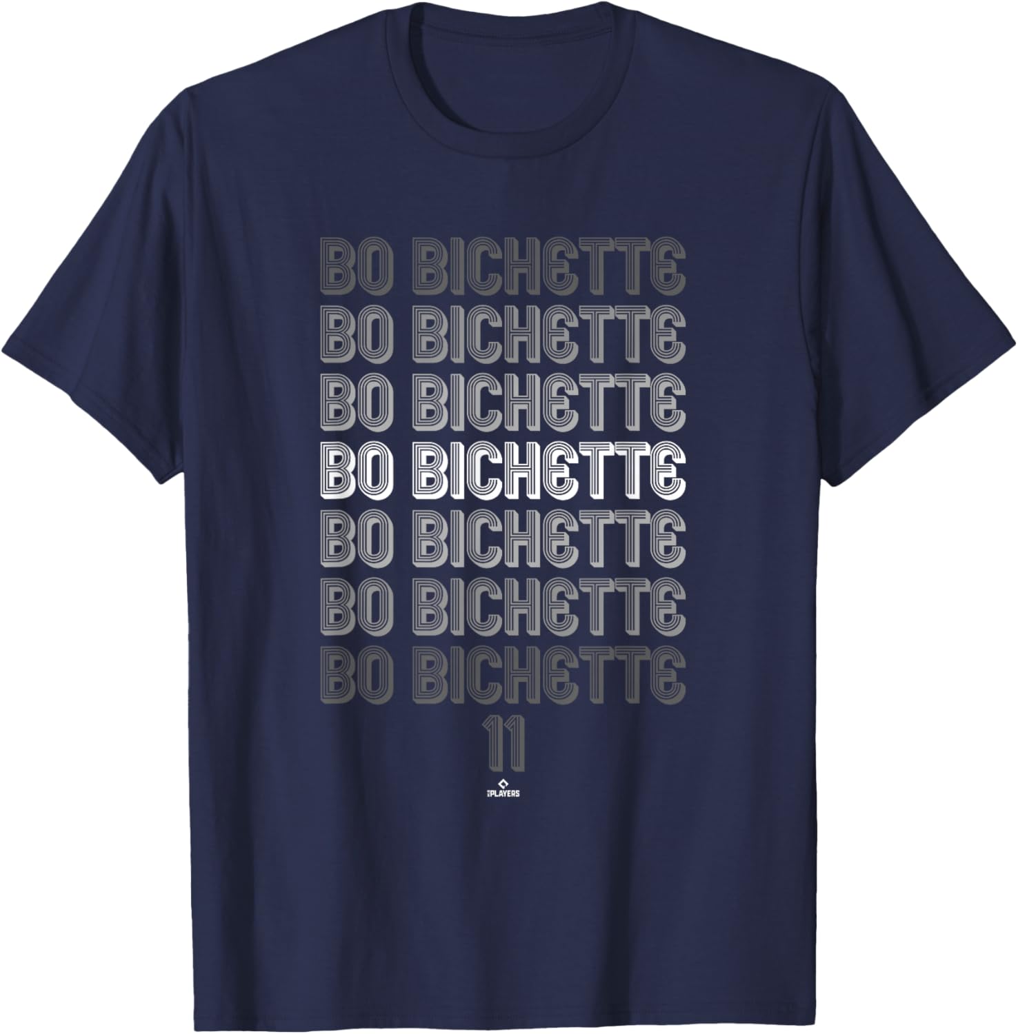 Retro Repeating Text Bo Bichette Toronto Baseball MLBPA T-Shirt - T-Shirt | Navy