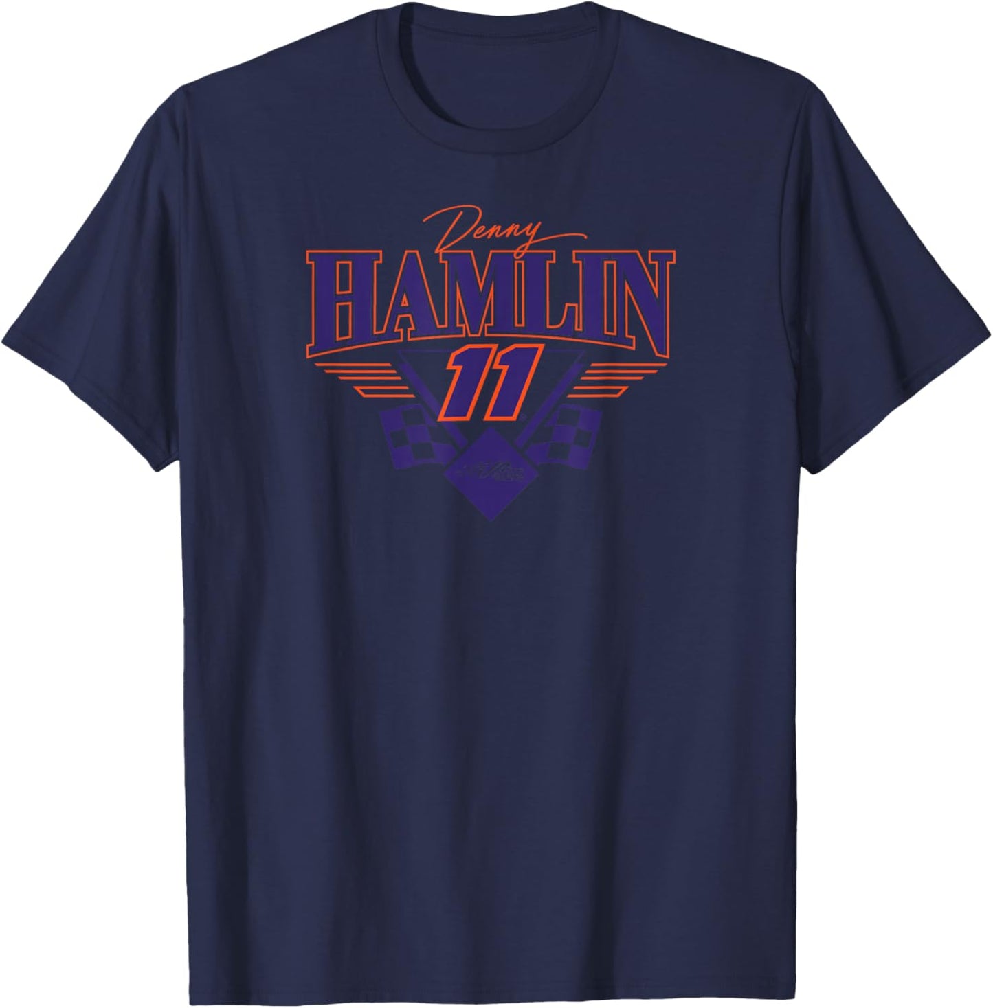 NASCAR - Denny Hamlin 11 Joe Gibbs Racing Triangle White T-Shirt - T-Shirt | Navy