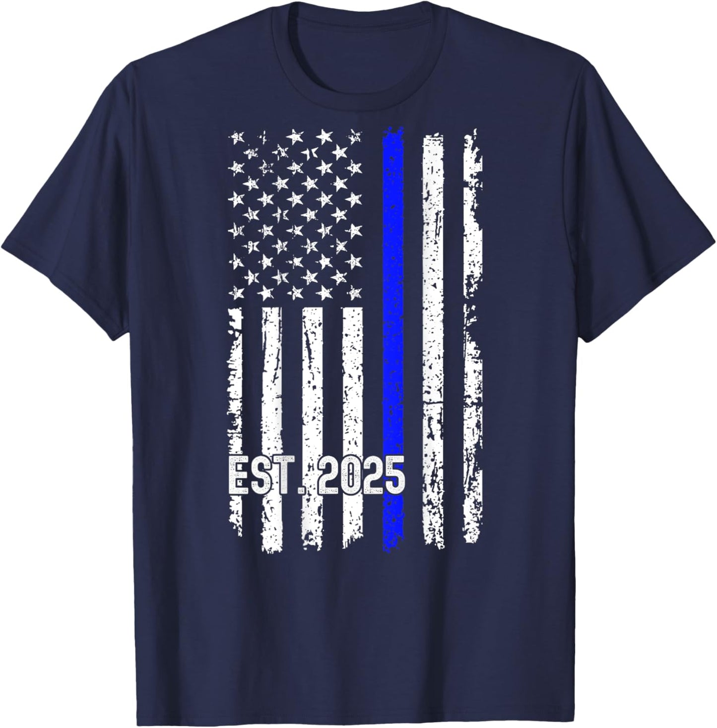 Police Graduation Est 2025 Back Print Police Academy Vintage T-Shirt - T-Shirt | Navy