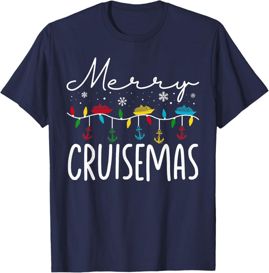 Merry Cruisemas Christmas Family Cruisin Funny Cruise Lover T-Shirt - T-Shirt | Navy