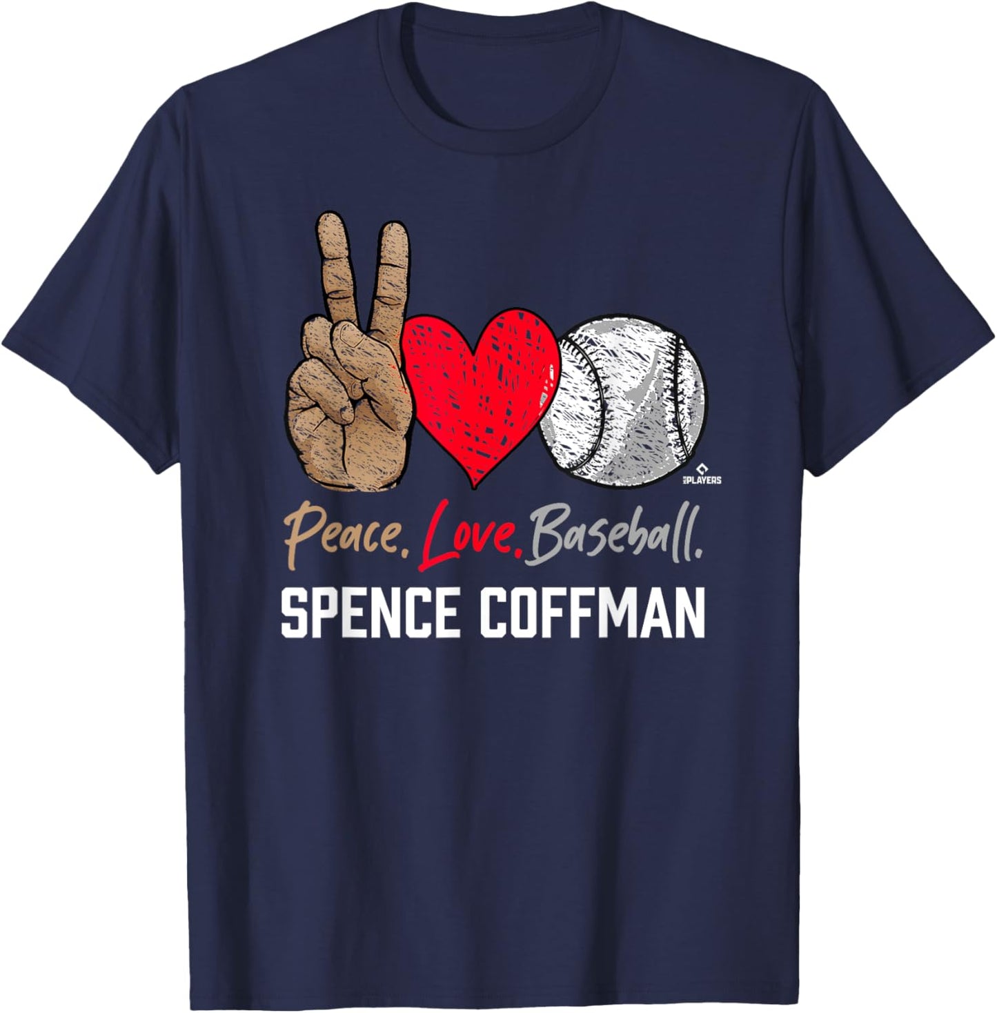 Peace Love Spence Coffman Prospect Baseball Fan Gear T-Shirt - T-Shirt | Navy
