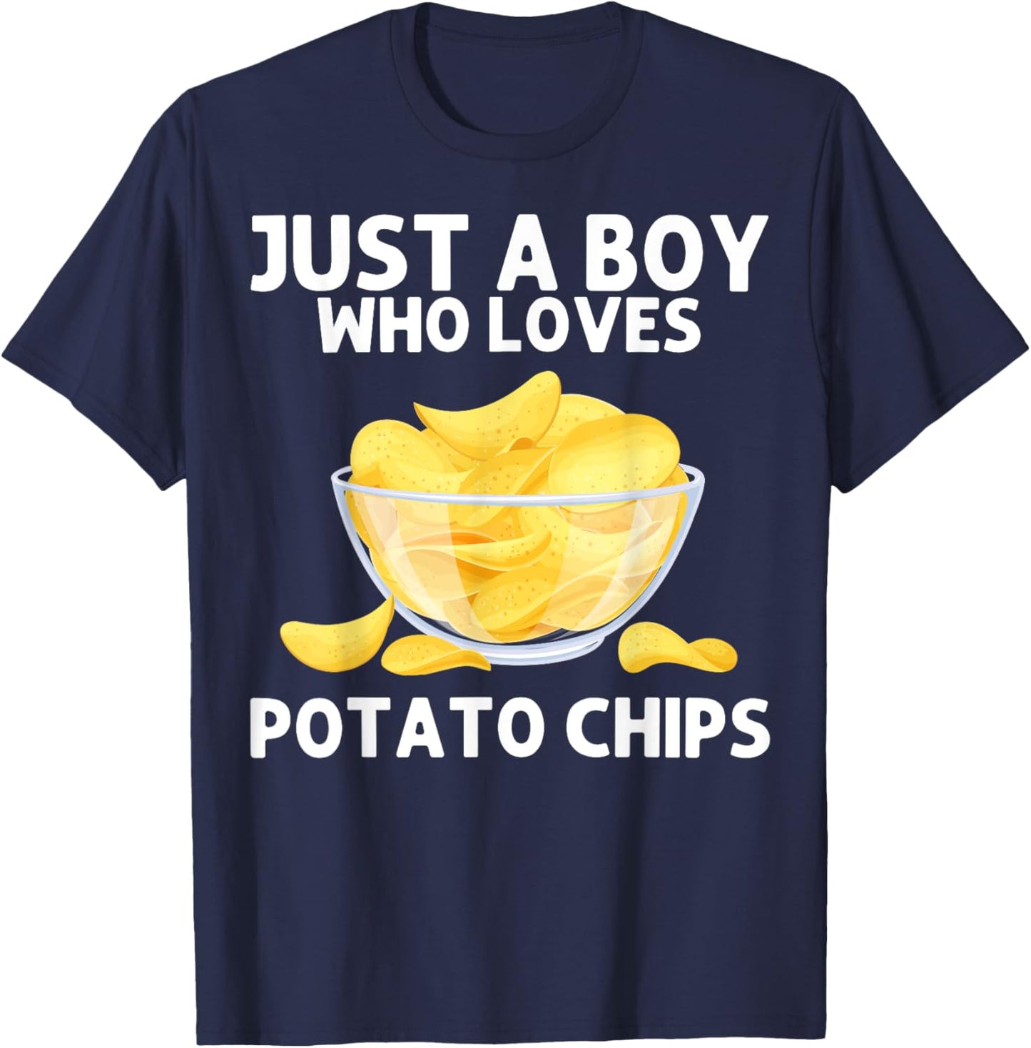 Funny Potato Chips Art Boys Kids Bag Of Chips Lover T-Shirt - T-Shirt | Navy