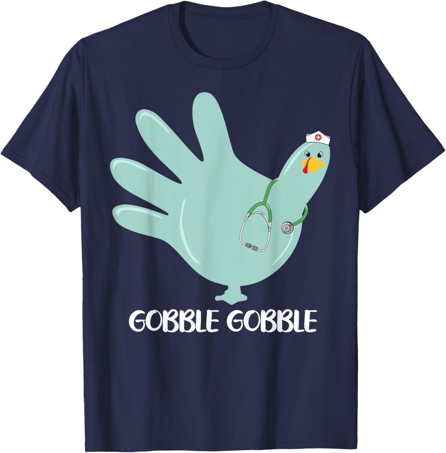 Turkey Gloves Gobble Thankful Nurse Thanksgiving 5 T-Shirt - T-Shirt | Navy