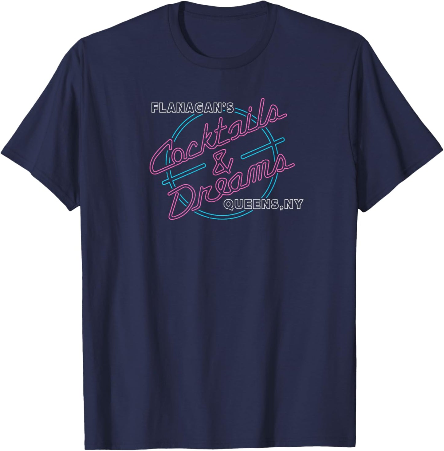 Cocktail Retro 80s Funny Neon Bar Graphic T-Shirt - T-Shirt | Navy