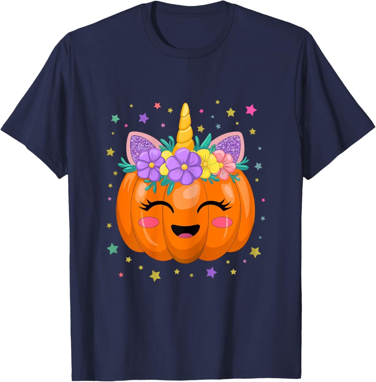 Unicorn Pumpkin Girl Halloween Costume T-Shirt - T-Shirt | Navy