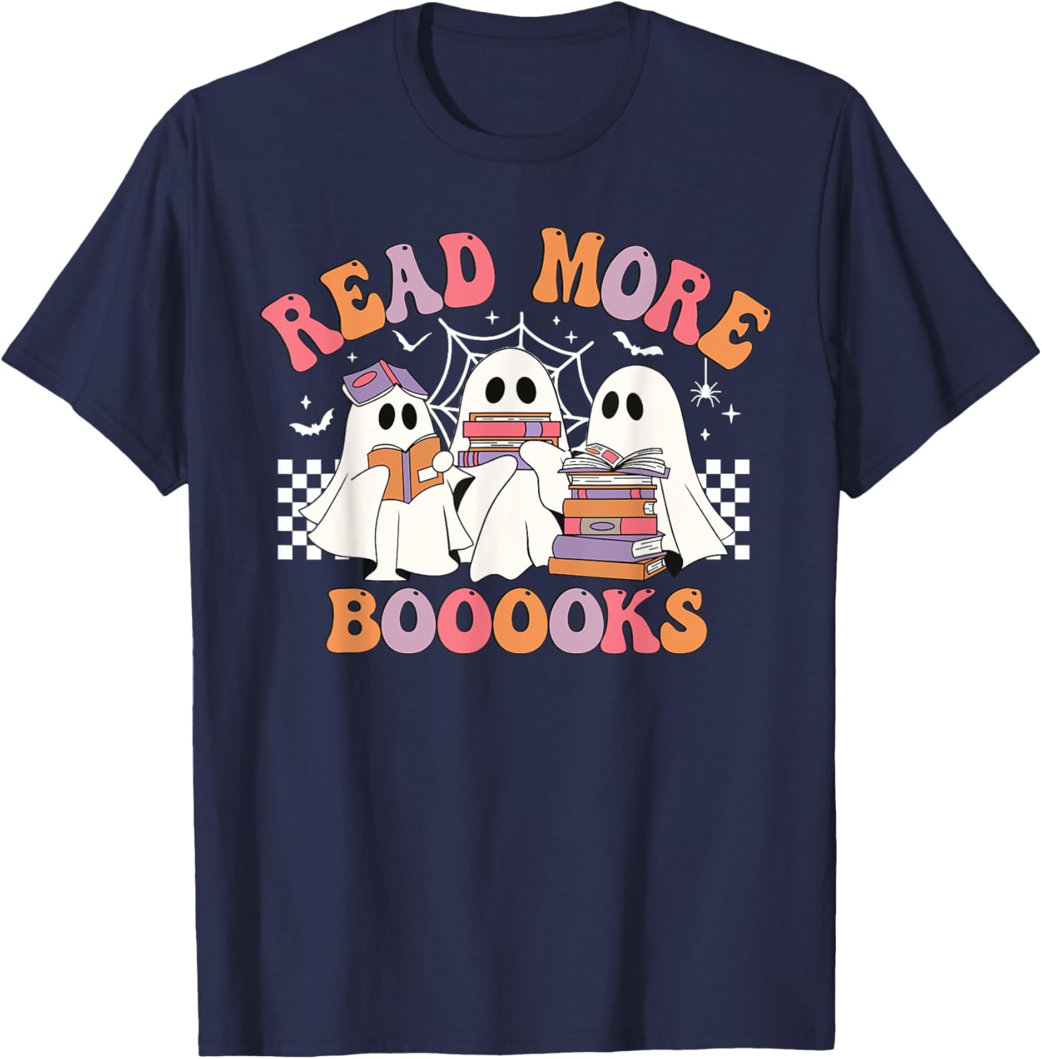 Cute Read More Booooooks Ghost Read More Books Halloween T-Shirt - T-Shirt | Navy