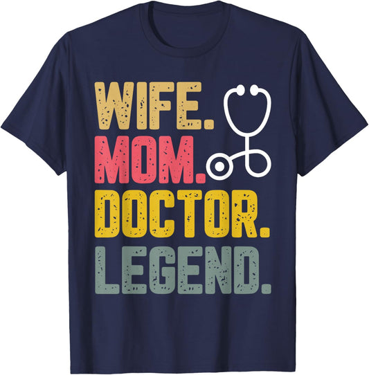 Vintage Wife Mom Doctor Legend Women mother's Day T-Shirt - T-Shirt | Navy