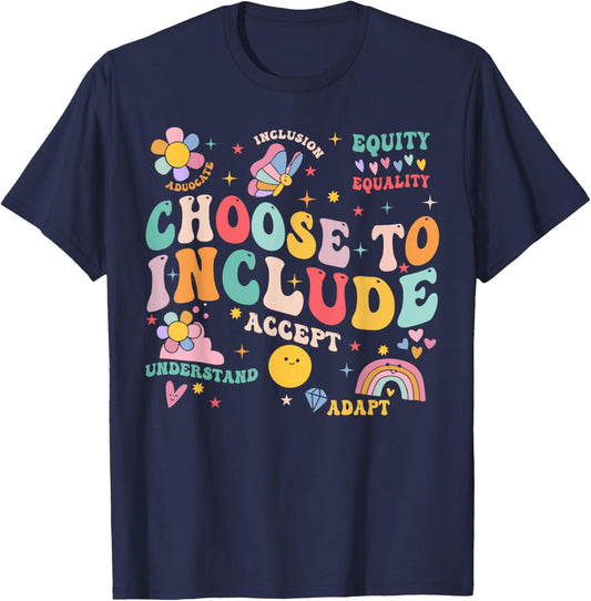 Choose To Include Inclusion Matters Autism Awareness Teacher T-Shirt - T-Shirt | Navy