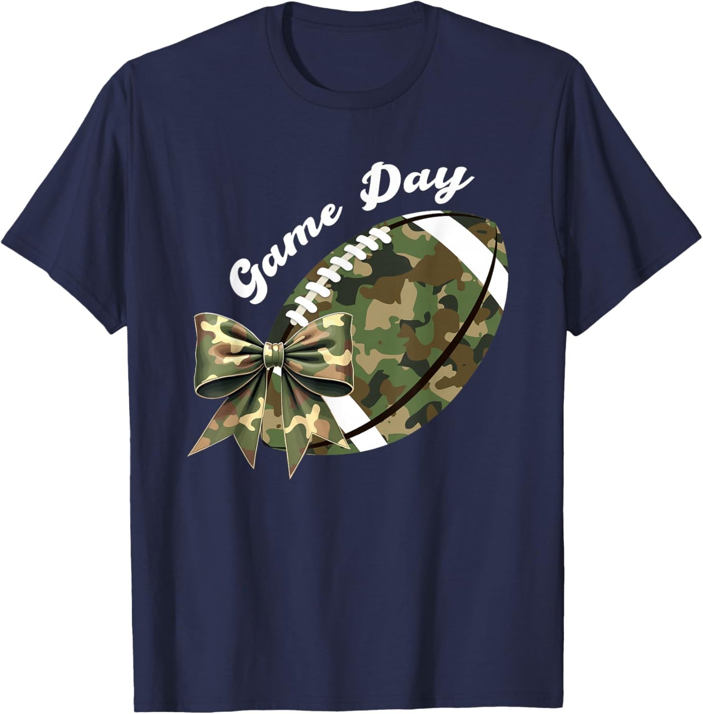 Camouflage Old Game Day Camo Football Seasons Women Girls T-Shirt - T-Shirt | Navy