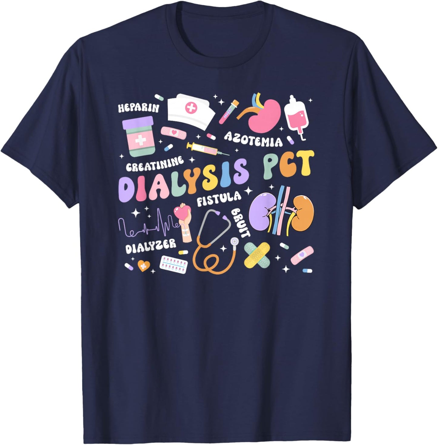 Dialysis PCT Appreciation Groovy Dialysis Patient Care Tech T-Shirt - T-Shirt | Navy