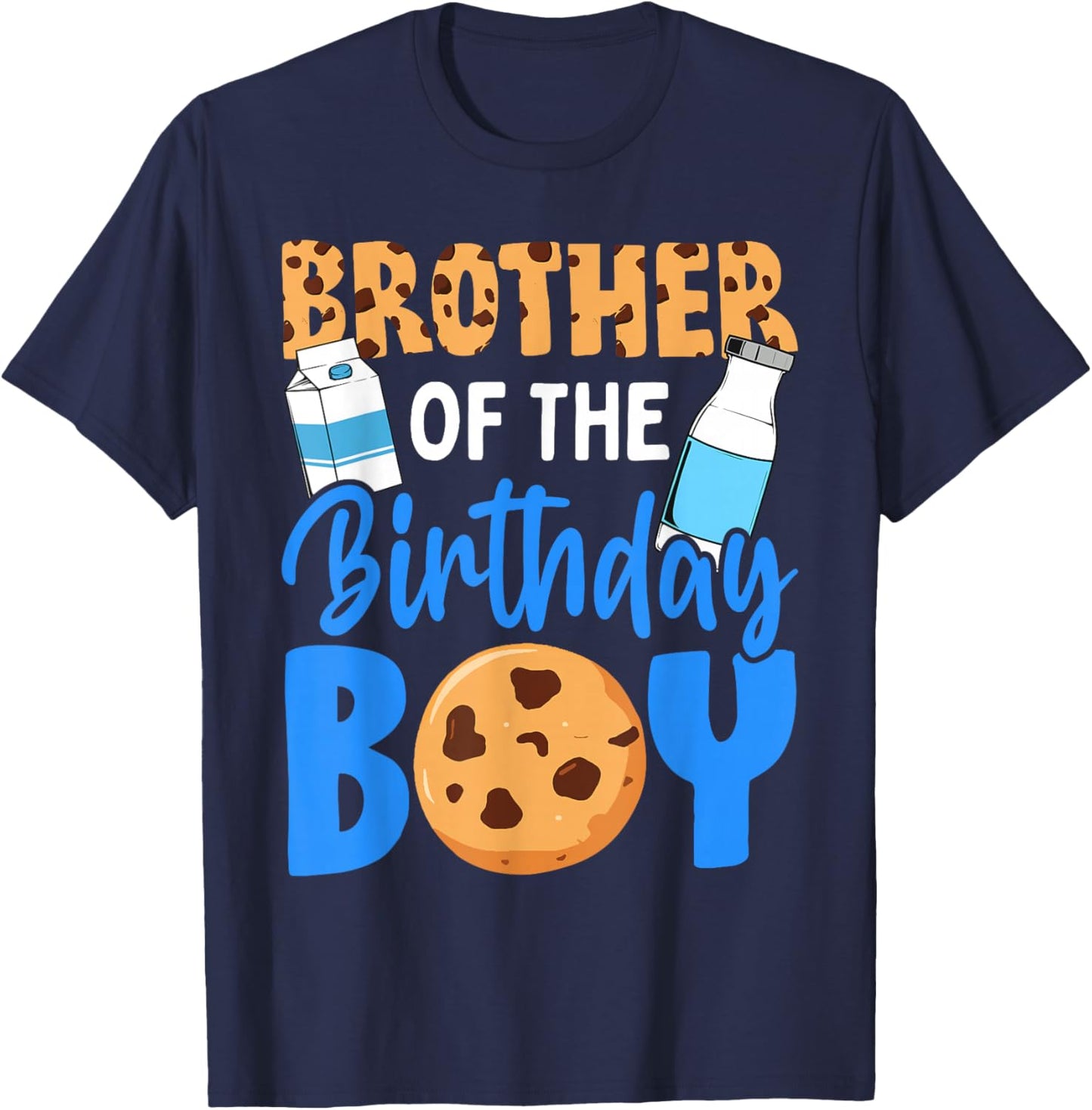 Brother of the birthday boy Milk and Cookies 1st birthday T-Shirt - T-Shirt | Navy