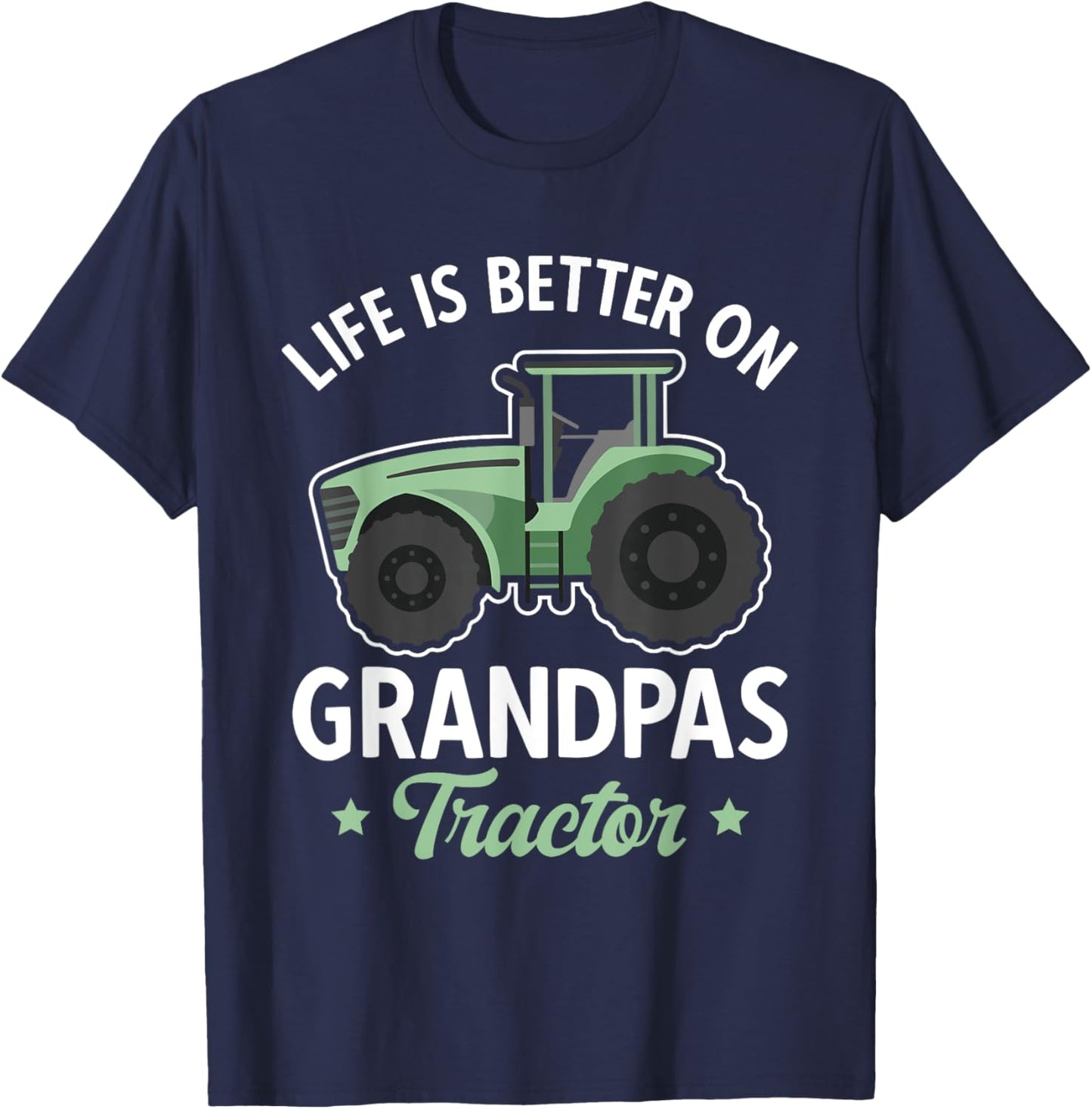 Life Is Better On Grandpas Tractor Boy Farm Tractor Kids T-Shirt - T-Shirt | Navy