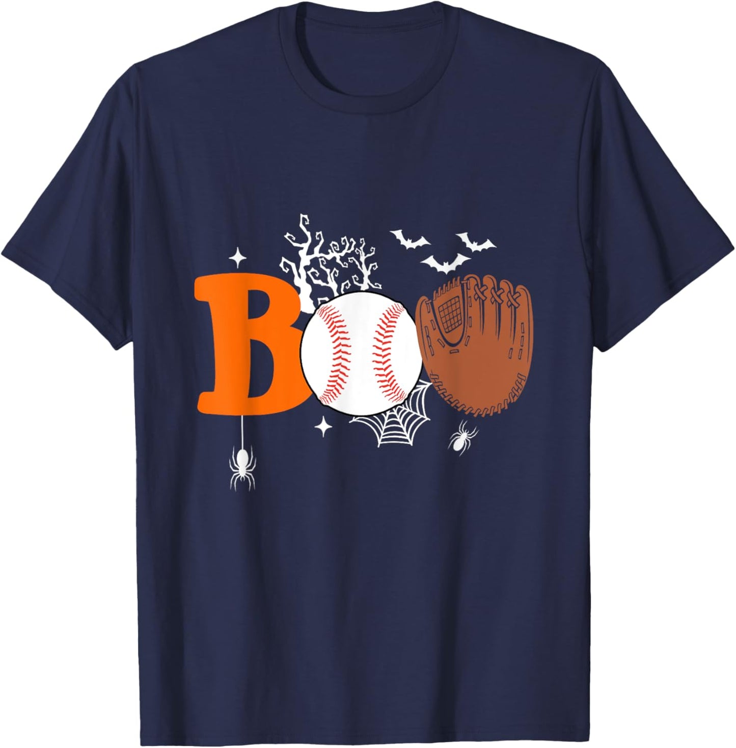 Boo Baseball Halloween Spooky Halloween Baseball Player T-Shirt - T-Shirt | Navy