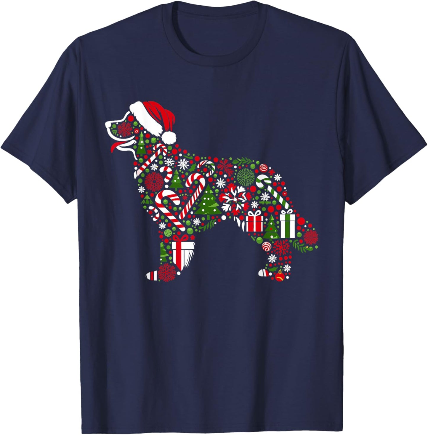 Christmas Tree Candy Golden Retriever Santa Christmas Kids T-Shirt - T-Shirt | Navy