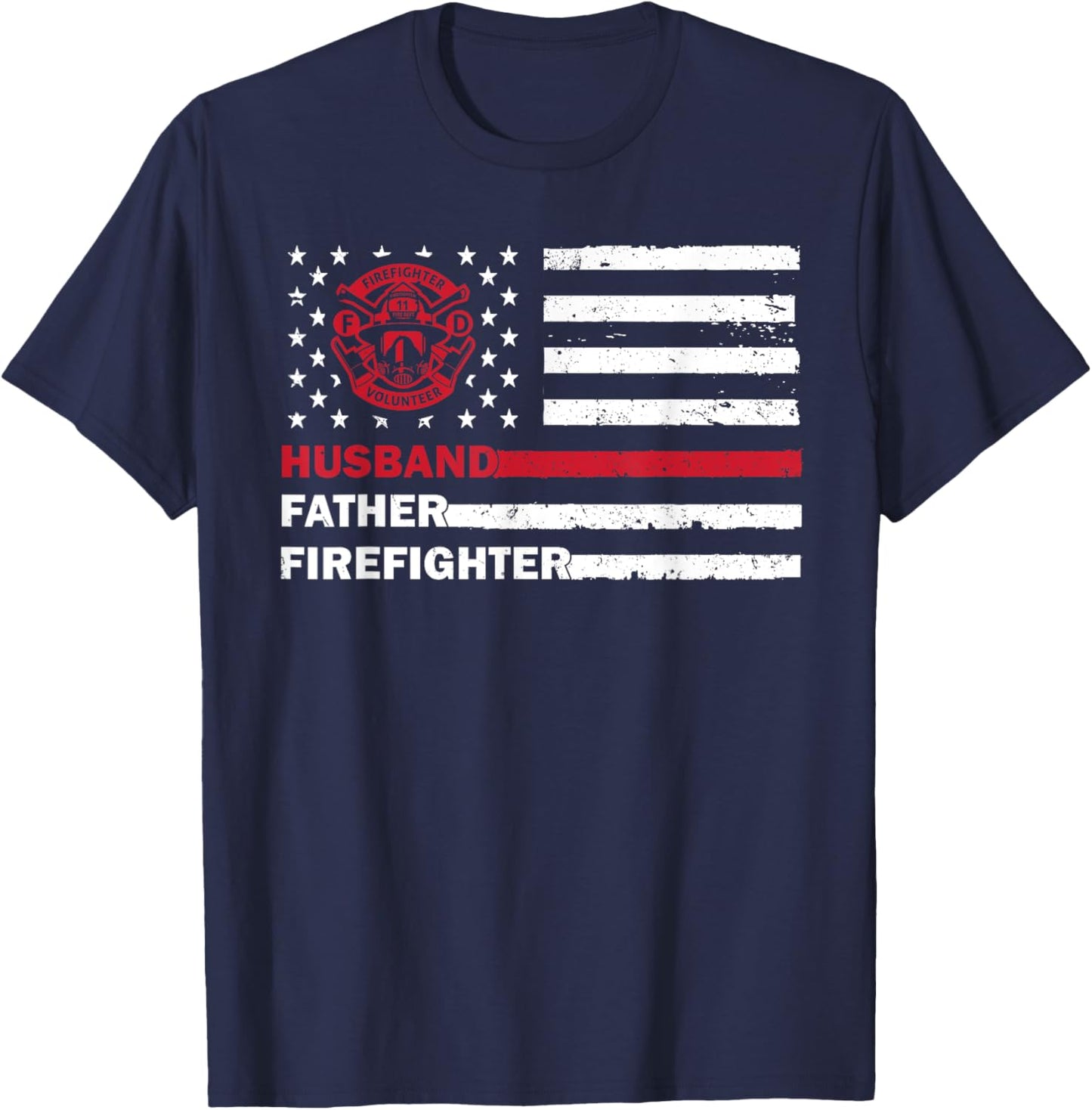 Cool Firefighter Art For Husband Father Fireman Firefighter T-Shirt - T-Shirt | Navy