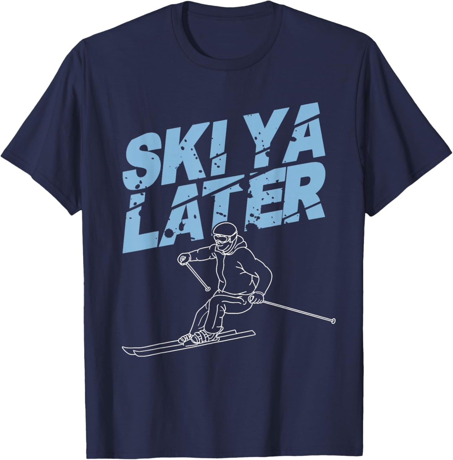 Unique Skiing Art Women Kids Skier Mountain Skiing T-Shirt - T-Shirt | Navy