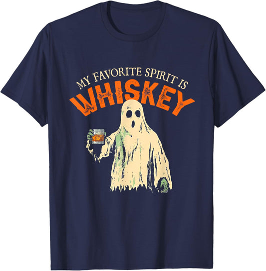 My Favorite Spirit Is Whiskey Funny Ghost Halloween Costume T-Shirt - T-Shirt | Navy