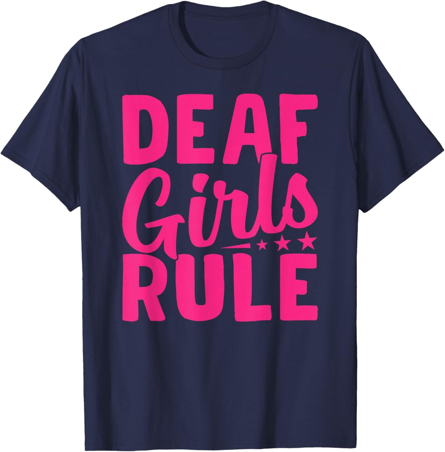 ASL American Sign Languages Deaf Girl Rules Deaf T-Shirt - T-Shirt | Navy