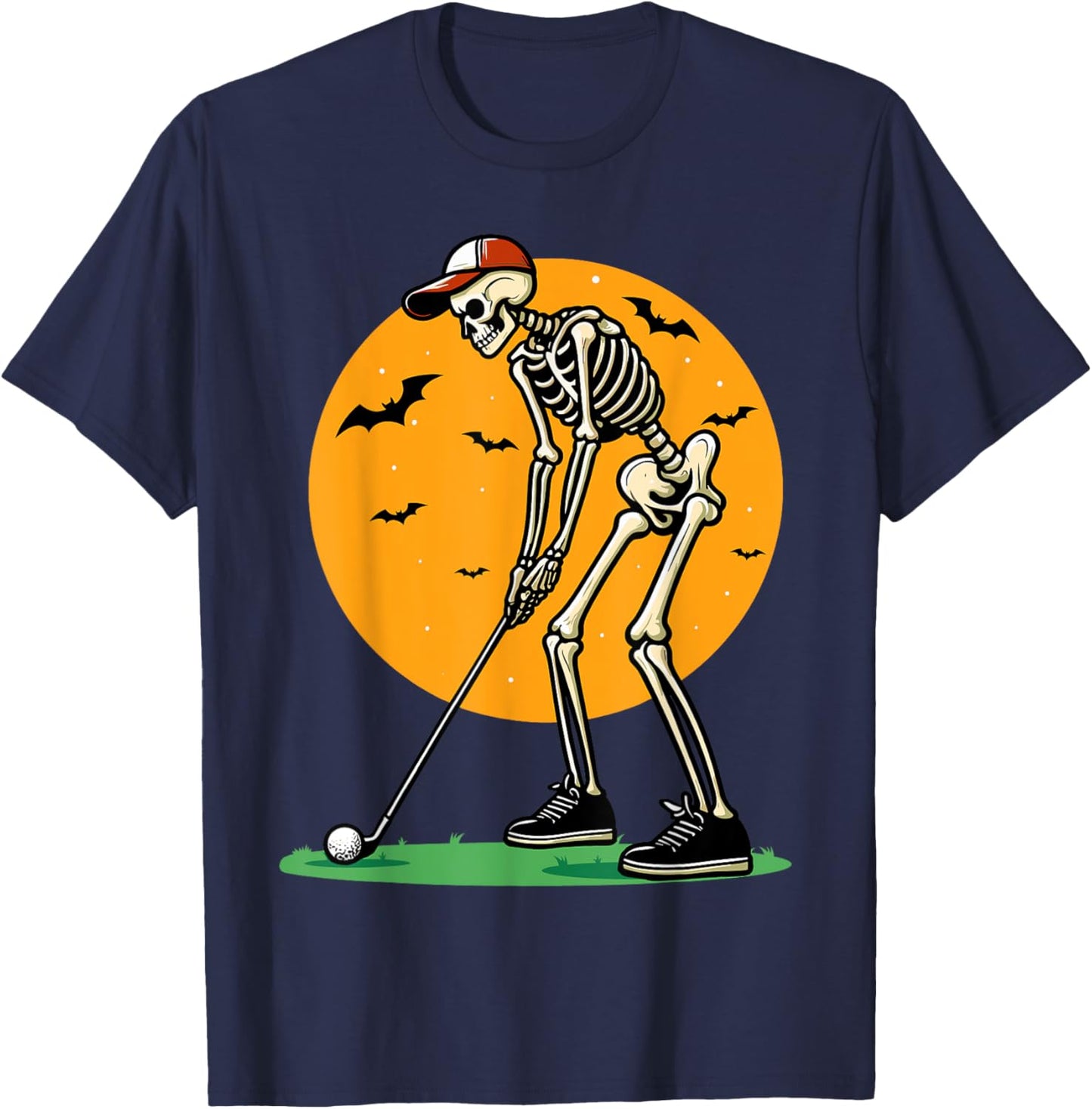 Halloween Golf Skeleton Golfer Funny Halloween Golfing T-Shirt - T-Shirt | Navy
