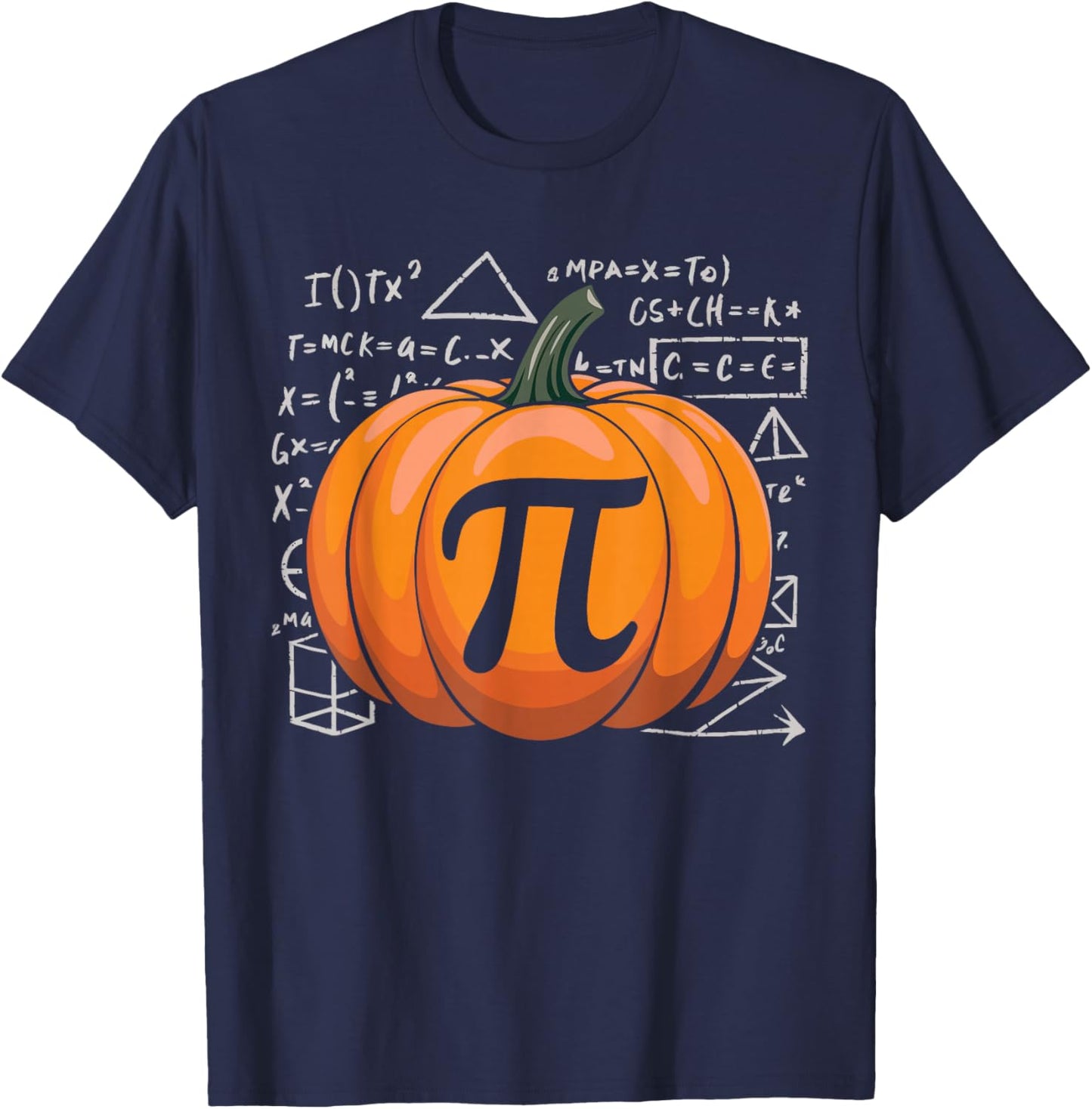Pumpkin Pie Math Funny Thanksgiving Pi Day Math Teacher Fall T-Shirt - T-Shirt | Navy