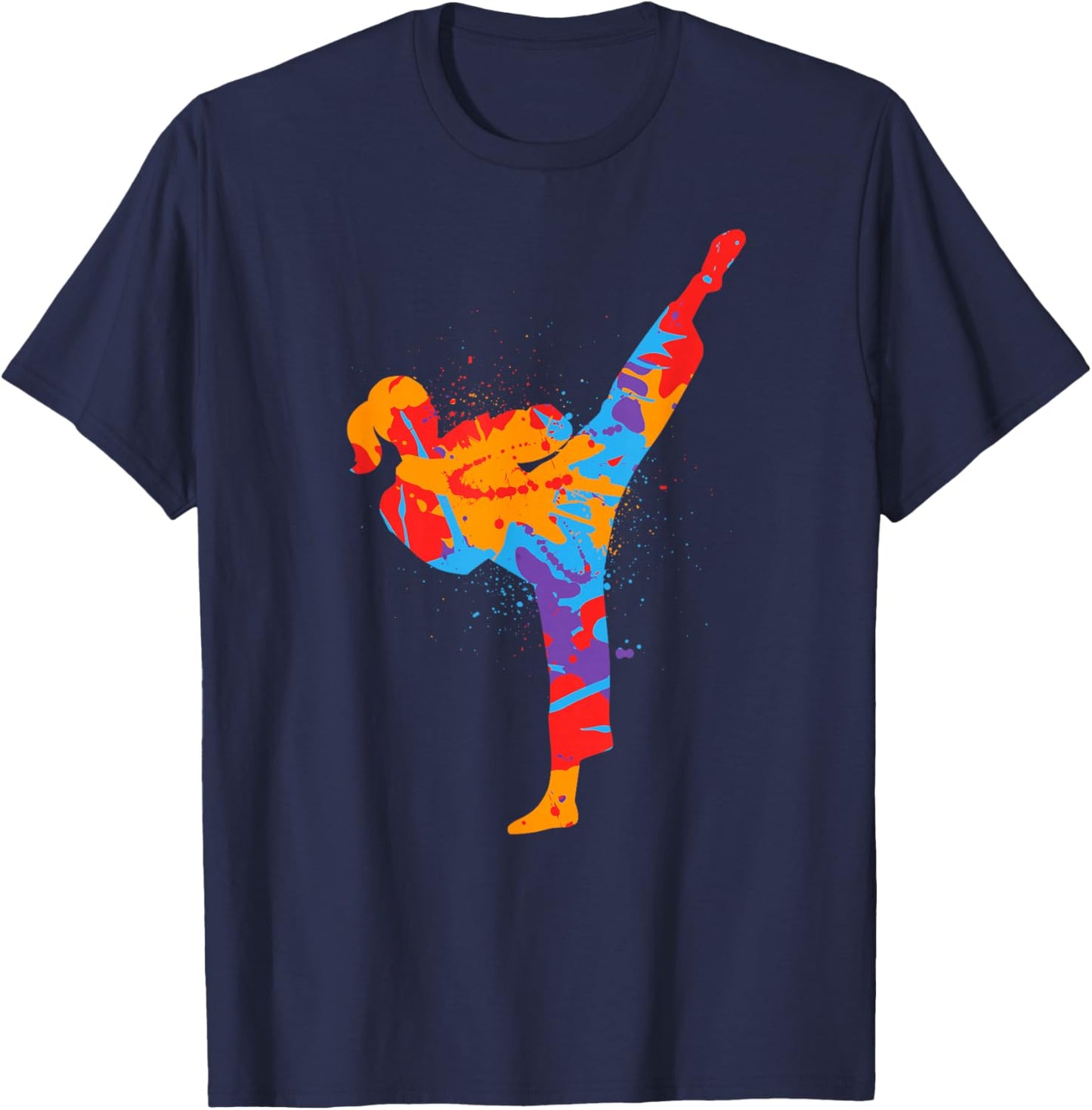 Karate Girl Colorful Martial Arts Kids Women Girls Taekwondo T-Shirt - T-Shirt | Navy