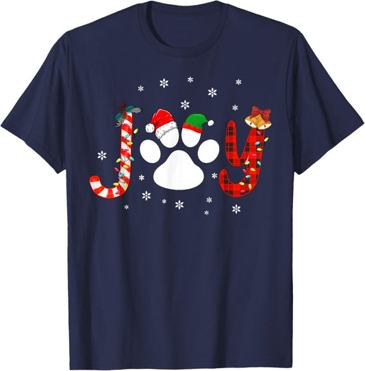 Christmas Santa Paw Joy Buffalo Red Plaid Dog Paw Print Xmas Women T-Shirt - T-Shirt | Navy