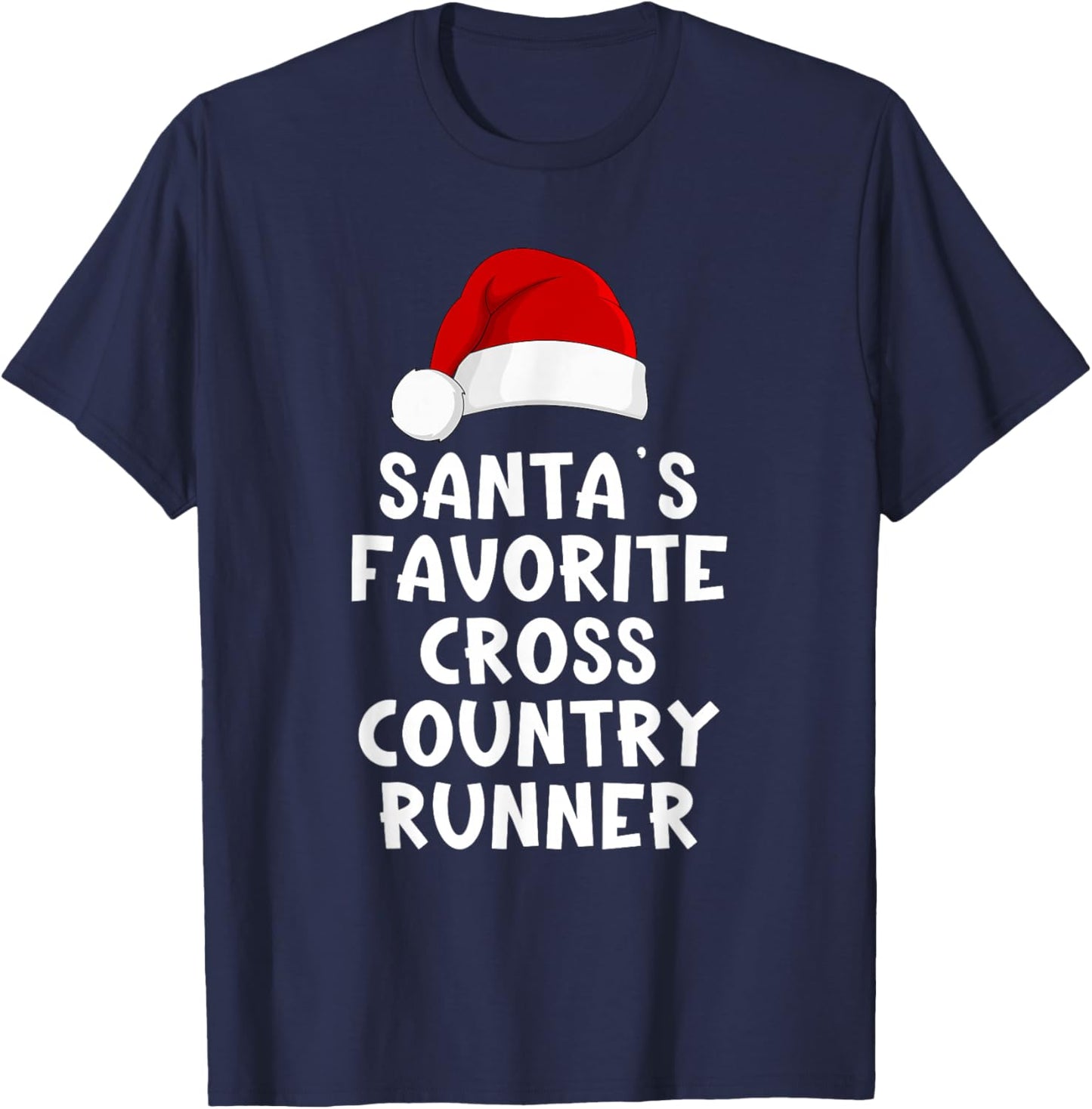 Christmas Santa's Favorite Cross Country Runner Funny Pajama T-Shirt - T-Shirt | Navy