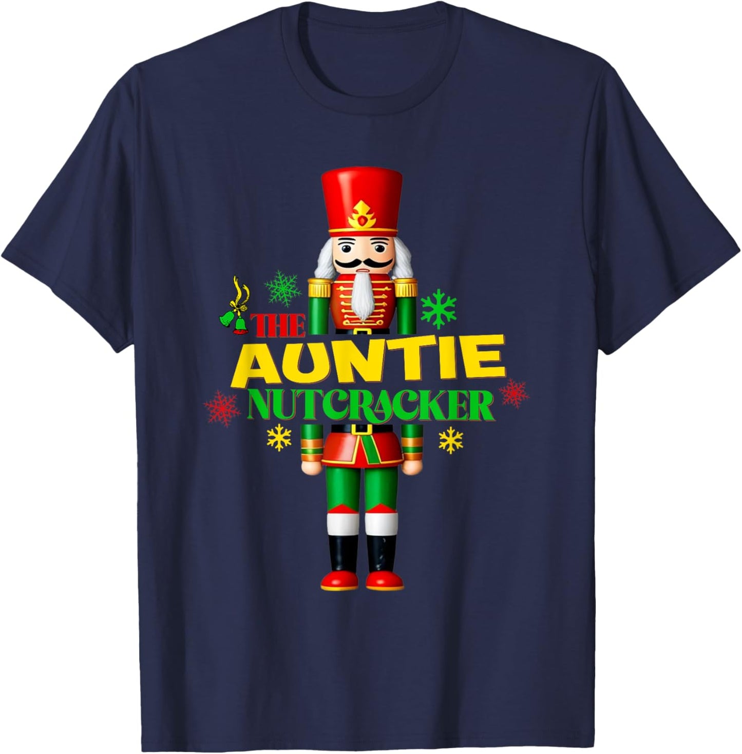 Funny Auntie Nutcracker Christmas PJ Aunt Matching Family T-Shirt - T-Shirt | Navy