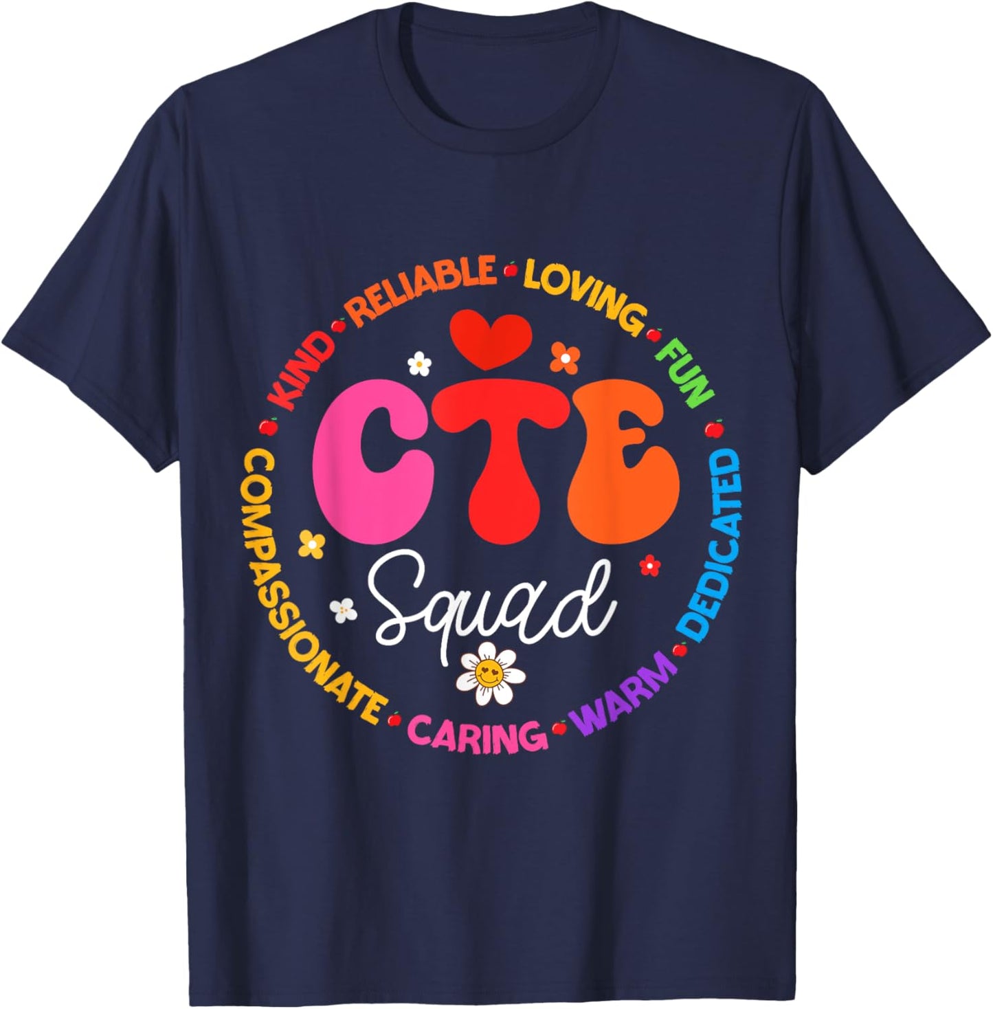 Groovy CTE Squad Teacher Back To School Teachers Students T-Shirt - T-Shirt | Navy