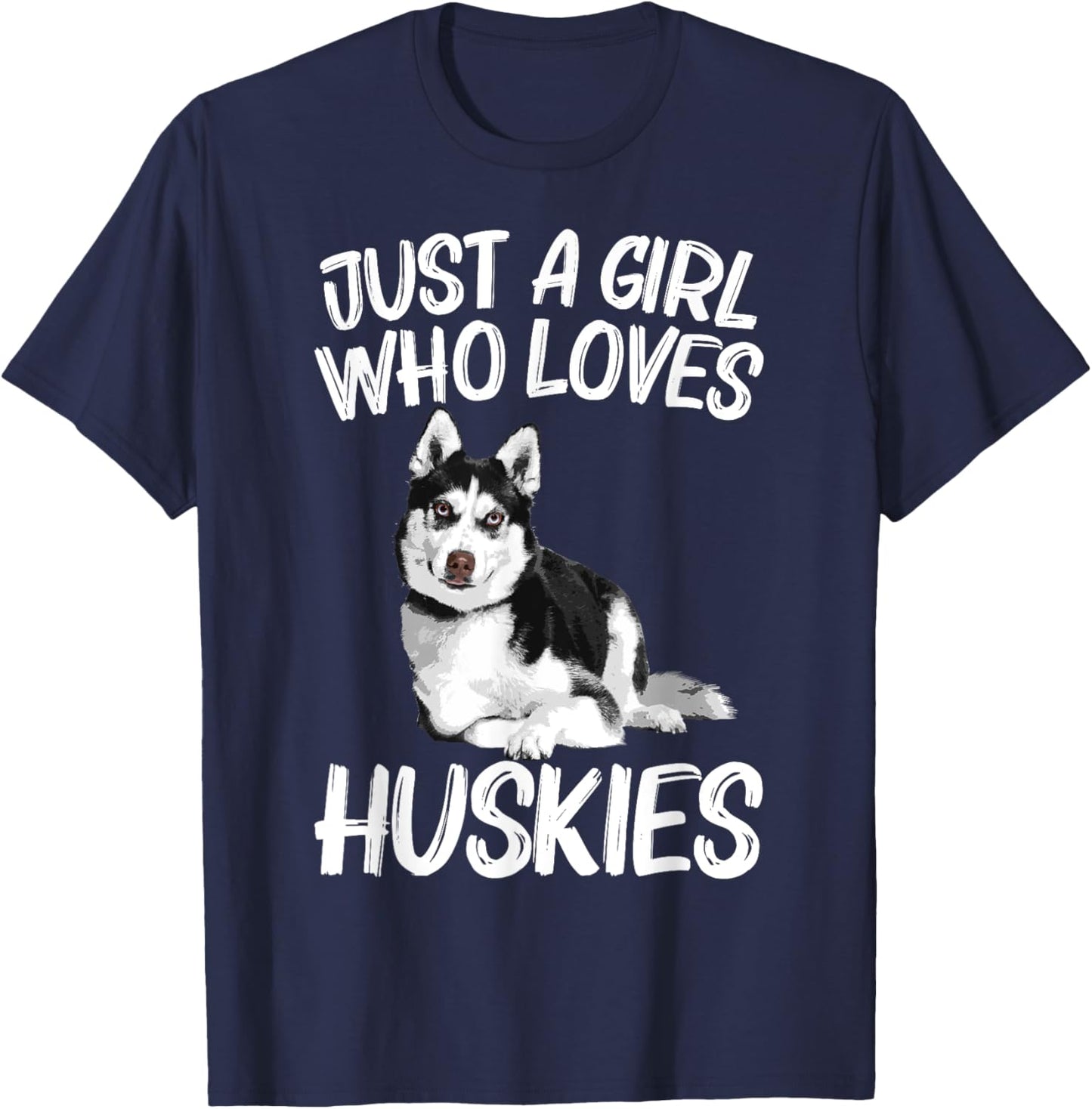 Cool Husky Gift Husky Lover Accessories & Stuff , Girls, -Kids, -Youth - Black - Small - Short Sleeve - Cotton Blend - Husky Themed T-Shirt - T-Shirt | Navy